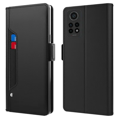 For Xiaomi Redmi Note 12 Pro 4G / Redmi Note 11 Pro 4G (MediaTek) / 5G (Qualcomm) PU Leather Stand Case with Mirror Design Card Holder - Black