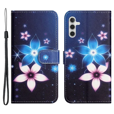 Чехол-книжка для Samsung Galaxy S23 FE с 3D-рисунком, ПУ-кожаный кошелек - Синий цветок