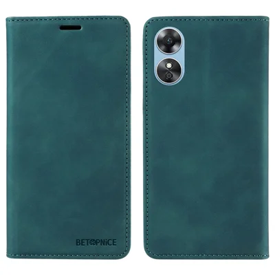 Étui de portefeuille BETOPNICE 003 pour Oppo A17 4G / A17k 4G Étui de téléphone en cuir avec blocage RFID Pliable Stand Cover - Vert