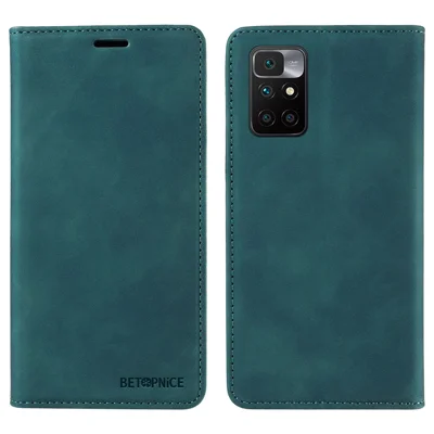 BETOPNICE 003 For Xiaomi Redmi Note 11 4G (MediaTek) / Redmi 10 4G (2021) / Redmi 10 2022 4G / 10 Prime RFID Blocking Phone Leather Case - Green