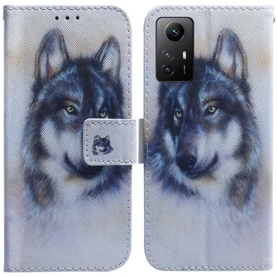 Flip PU Leather Case for Xiaomi Redmi Note 12S 4G Pattern Printing Stand Wallet Phone Cover - Wolf