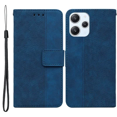 Für Xiaomi Redmi 12 4G Geometrie geprägtes Smartphone-Case, Flip-Stand-Brieftasche, PU-Leder-Handyhülle - Blau