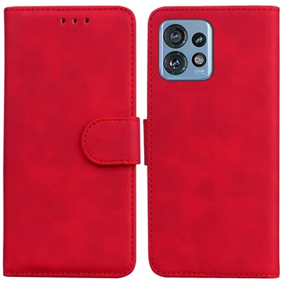 Stand Case for Motorola Edge 40 Pro 5G / Moto X40 5G / Edge+ (2023) , Solid Color PU Leather Wallet Phone Cover - Red