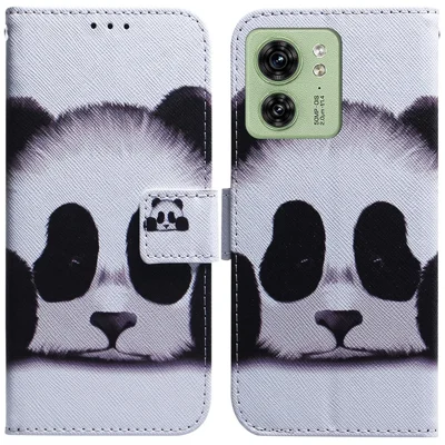 For Motorola Edge 40 5G Folio PU Leather Case Pattern Printing Wallet Stand Phone Cover - Panda