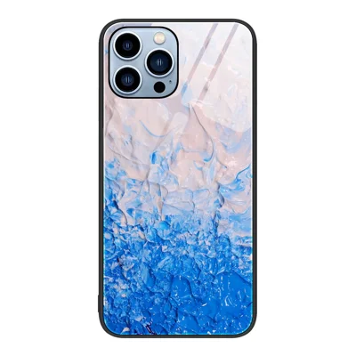 For iPhone 15 Pro Tempered Glass+PC+TPU Anti-drop Cover Marble Pattern Phone Case - DL07