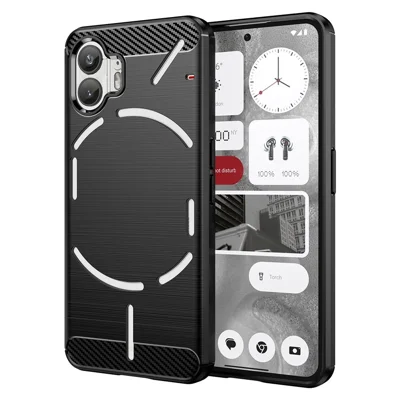 Чехол для Nothing Phone (2) с текстурой под углеволокно, TPU-задняя крышка - черный