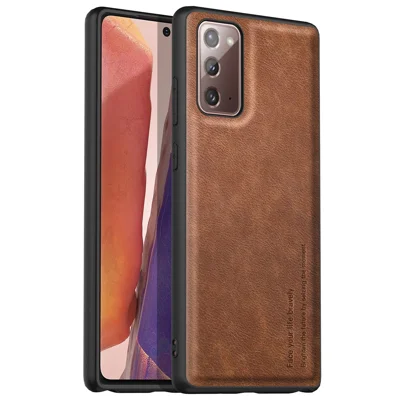 Vintage Phone Case for Samsung Galaxy Note20 / Note20 5G , PU Leather Coated TPU+PC Shockproof Cover - Brown