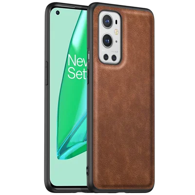 Für OnePlus 9 Pro 5G Handy-Cover Retro PU-Leder beschichtet TPU+PC Anti-Fall-Hülle - Braun