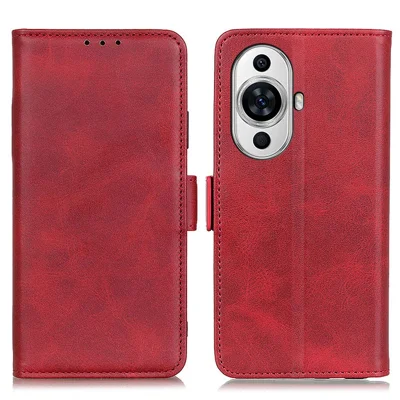 For Huawei nova 11 / nova 12s 4G / nova 12 Lite 4G Dustproof Cell Phone Cover Cowhide Texture PU Leather Wallet Stand Phone Case Shell - Red