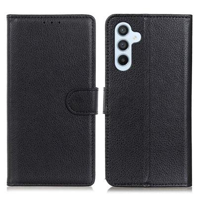 For Samsung Galaxy S23 FE PU Leather Flip Cover Stand Wallet Protective Phone Case - Black
