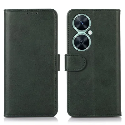 For Huawei nova 11i / Enjoy 60 Pro / Maimang 20 PU Leather Wallet Case Stand Cowhide Texture Phone Cover - Green