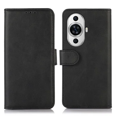 For Huawei nova 11 / nova 12s 4G / nova 12 Lite 4G Cell Phone Stand Wallet Case Cowhide Texture PU Leather Phone Cover - Black