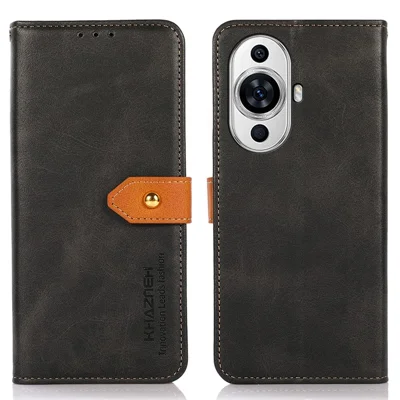 KHAZNEH For Huawei nova 11 / nova 12s 4G / nova 12 Lite 4G Cowhide Texture PU Leather Wallet Shell Cell Phone Stand Cover - Black