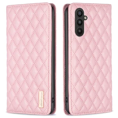 BINFEN COLOR BF Style-16 For Samsung Galaxy A25 5G (Global) (161.0 x 76.5 x 8.3mm) Anti-Dust PU Leather Flip Stand Cover Card Slot Phone Case - Pink