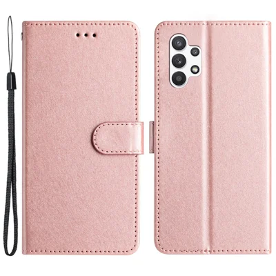 Für Samsung Galaxy A32 5G / M32 5G PU-Leder-Sturzsicheres Telefon-Case, Seiden-Textur, Ständer-Wallet-Cover - Roségold