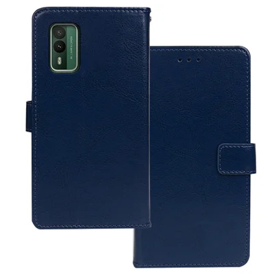 IDEWEI Para Nokia XR21 Carteira Capa de Telefone Textura de Cavalo Louco Couro Stand Cover - Azul