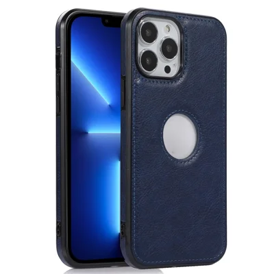 Protective Case for iPhone 13 Pro 6.1 inch Logo View Phone Case Soft TPU+PU Phone Slim Cover - Blue