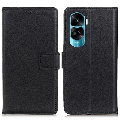 For Honor 90 Lite 5G / X50i Dustproof Cover Shockproof Wallet Stand Textured PU Leather Phone Case - Black
