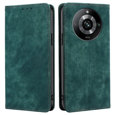 For Realme 11 Pro+ 5G / 11 Pro 5G Wallet Phone Case Leather Stand Anti-drop Cover with RFID Blocking Function - Green