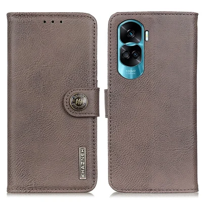 KHAZNEH For Honor X50i 5G / 90 Lite 5G Wallet Case Stand PU Leather Cowhide Texture Phone Cover - Khaki