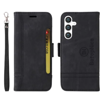BETOPNICE 001 For Samsung Galaxy S23 FE TPU + PU Leather Phone Case Shockproof Stand Wallet Cover - Black