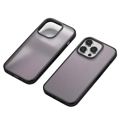 Phantom Series for iPhone 14 Pro Shockproof Phone Case TPU + PC Translucent Matte Cover - Dark Purple