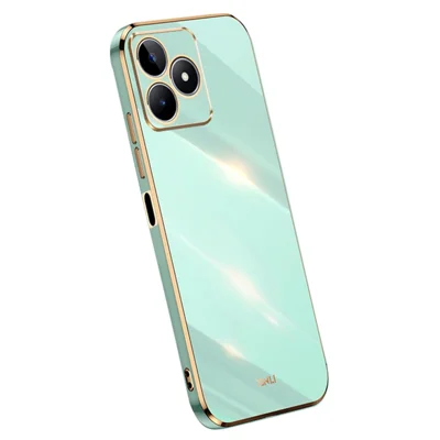 XINLI TPU mobilskal mot repor till Realme C53 (Global) / C53 (Indien) / C51, mobilskal med elektropläterad kant - Cyan