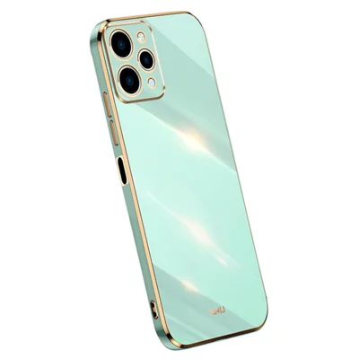 XINLI For Xiaomi Redmi 12 4G Electroplating Edge Phone Cover Soft TPU Protective Phone Case - Cyan