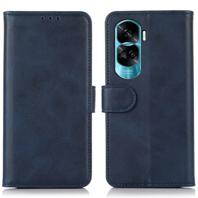 For Honor 90 Lite 5G / X50i 5G Cowhide Texture Phone Wallet Case Phone Stand PU Leather Cover - Blue
