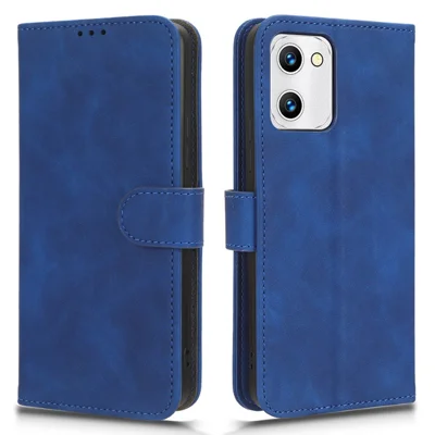 For Umidigi C1 Max / C1 / C2 Cell Phone Stand Case Wallet Anti-drop PU Leather Skin-touch Phone Cover - Blue
