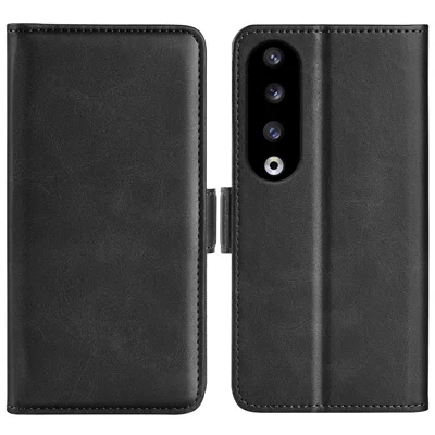 Capa Protetora de Textura de Bezerro para o Honor 90 Pro Capa de Carteira de Couro PU Resistente a Quedas - Preto