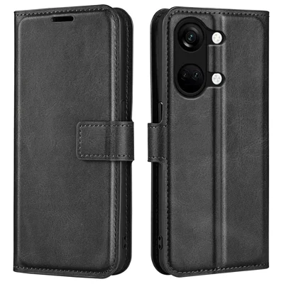 For OnePlus Ace 2V / Nord 3 5G PU Leather Wallet Case Stand Calf Texture Protective Phone Cover - Black
