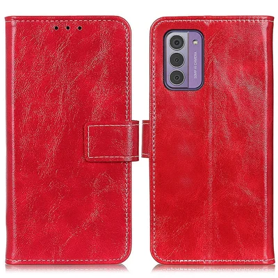 For Nokia G42 Wallet Case Flip PU Leather Shell Retro Crazy Horse Texture Stand Phone Cover - Red