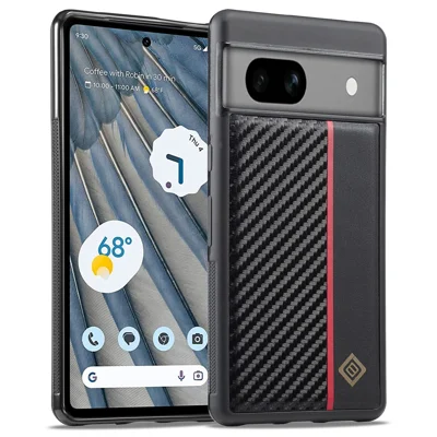 LC.IMEEKE For Google Pixel 7a Carbon Fiber Texture Case PU Leather+TPU+EVA Shockproof Phone Cover