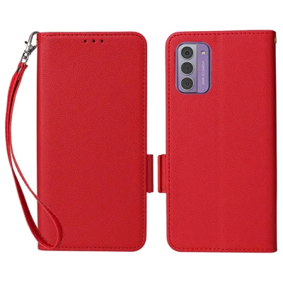 For Nokia G42 Litchi Texture PU Leather Case Wallet Stand Shockproof Phone Cover with Strap - Red