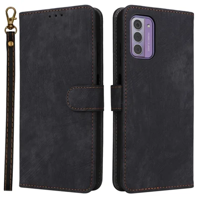 Para Nokia G42 RFID Blocking Wallet Phone Case PU Leather Anti-fall Stand Cover with Strap - Black