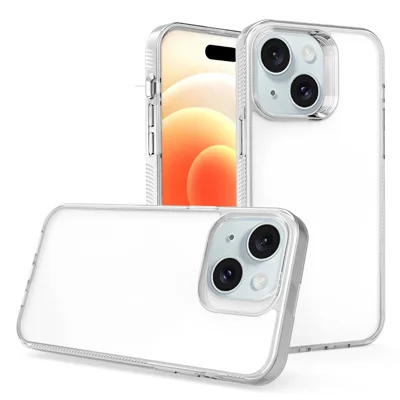Für iPhone 15 Plus HD Clear Case Anti-Scratch Smartphone Shell TPU+PC Phone Cover - Weiß