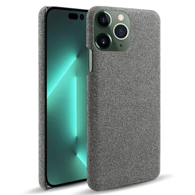 For iPhone 15 Pro Max Cloth+Hard PC Non-Slip Smartphone Case Shockproof Shell Protective Phone Cover - Grey