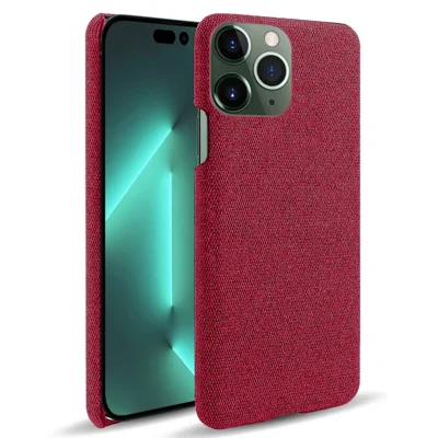 For iPhone 15 Pro Non-Slip Case Cloth+Hard PC Shockproof Shell Protective Phone Cover - Red