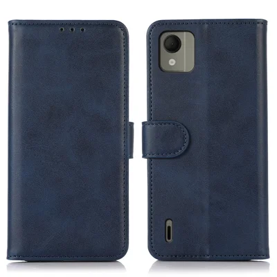 Para Nokia C110 Suporte de Telefone Carcaça Textura de Couro Carteira de Telefone Caso PU Leather Cover - Azul
