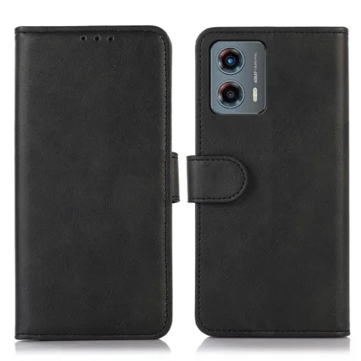 For Motorola Moto G 5G (2023) Anti-Scratch Wallet Case Cowhide Texture Phone Stand PU Leather Cover - Black