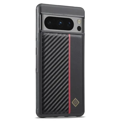 LC.IMEEKE Anti-drop Phone Case for Google Pixel 8 Pro Carbon Fiber Texture PU Leather+TPU+EVA Back Cover