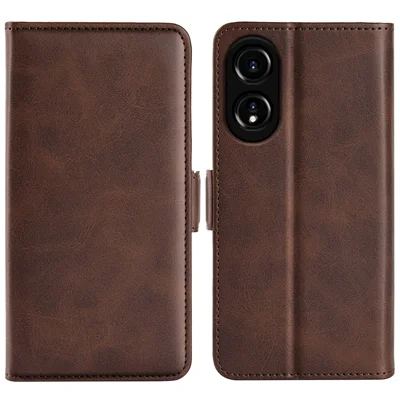 Kalbsledertextur-Handyhülle für Oppo A78 4G, PU-Leder + TPU-Ständer-Handyhülle - Braun