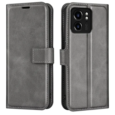 For Motorola Edge 40 5G Wallet PU Leather Case Calf Texture Stand Phone Cover - Grey