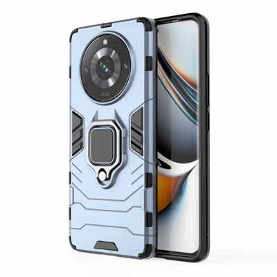For Realme 11 Pro+ 5G / 11 Pro 5G Anti-drop Cover Ring Holder Kickstand TPU+PC Phone Case - Blue
