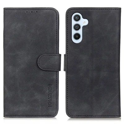 KHAZNEH Für Samsung Galaxy F34 5G / M34 5G Brieftaschen-Handyhülle Retro-Textur PU-Leder-Ständerhülle - Schwarz