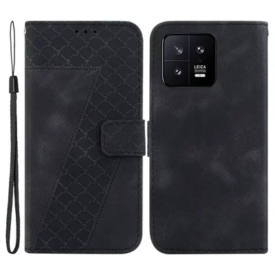 Anti-Scratch Cover für Xiaomi 13, PU-Leder-Case Stand Bedruckter Brieftasche Telefon-Shell - Schwarz