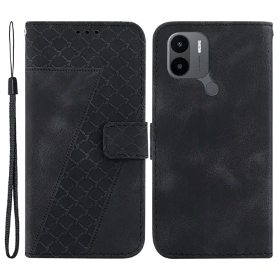 Per Xiaomi Poco C50 4G / Poco C51 4G / Redmi A1+ 4G / A2+ 4G 7-Shape Imprinted Leather Cover Wallet Stand Phone Case - Nero