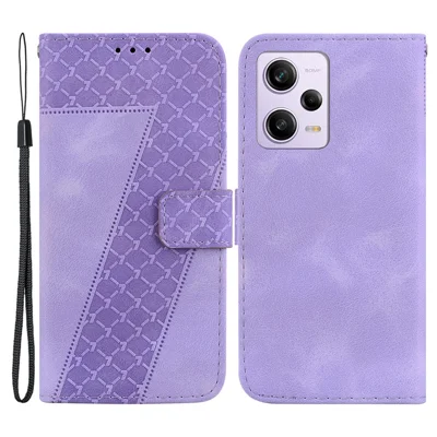 For Xiaomi Poco X5 Pro 5G / Redmi Note 12 Pro Speed 5G / Note 12 Pro 5G Leather Phone Case 7-Shape Imprinted Wallet Stand Cover - Purple