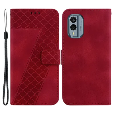 7-Shape Imprinted Cover for Nokia X30 5G PU Leather Wallet Phone Case with Stand - Red